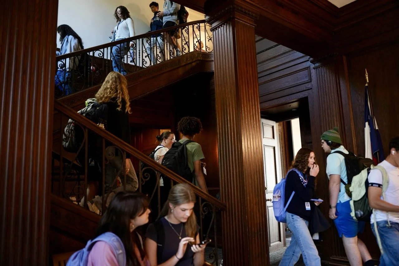 students on stairacse